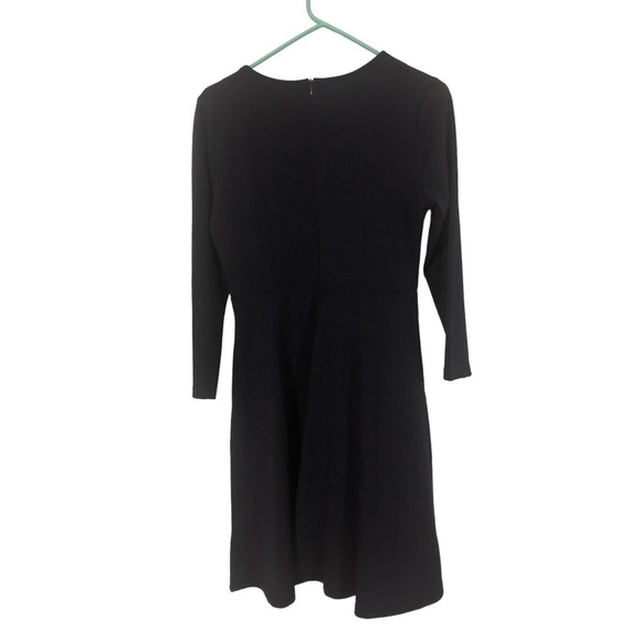 Embroidered Navy Flare Midi Dress Geese & Floral Design Long Sleeved Zip Back S - Picture 5 of 9